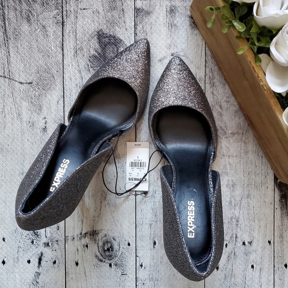 Express Glitter D'orsay Heels